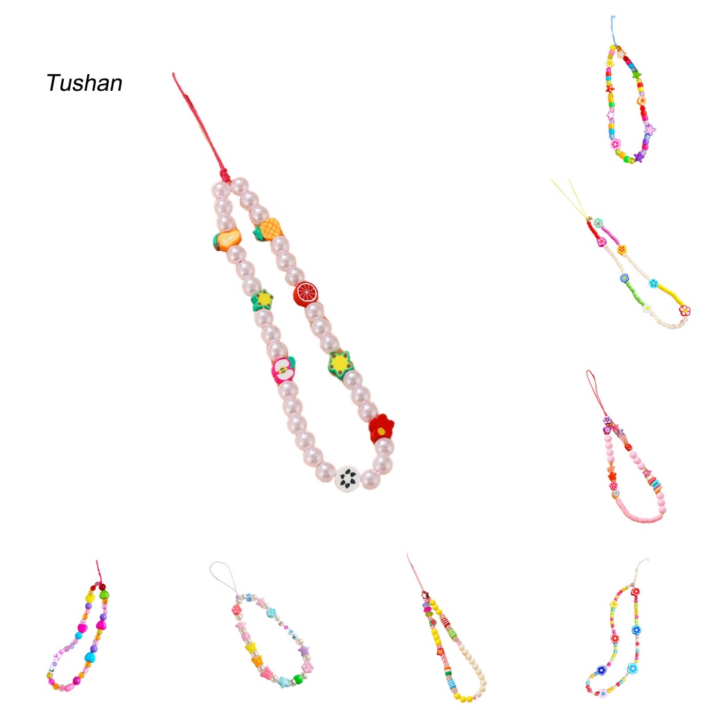 Dây Đeo Điện Thoại Dạng Chuỗi Hạt Nhiều Màu Chống Thất Lạc Cho Nữ