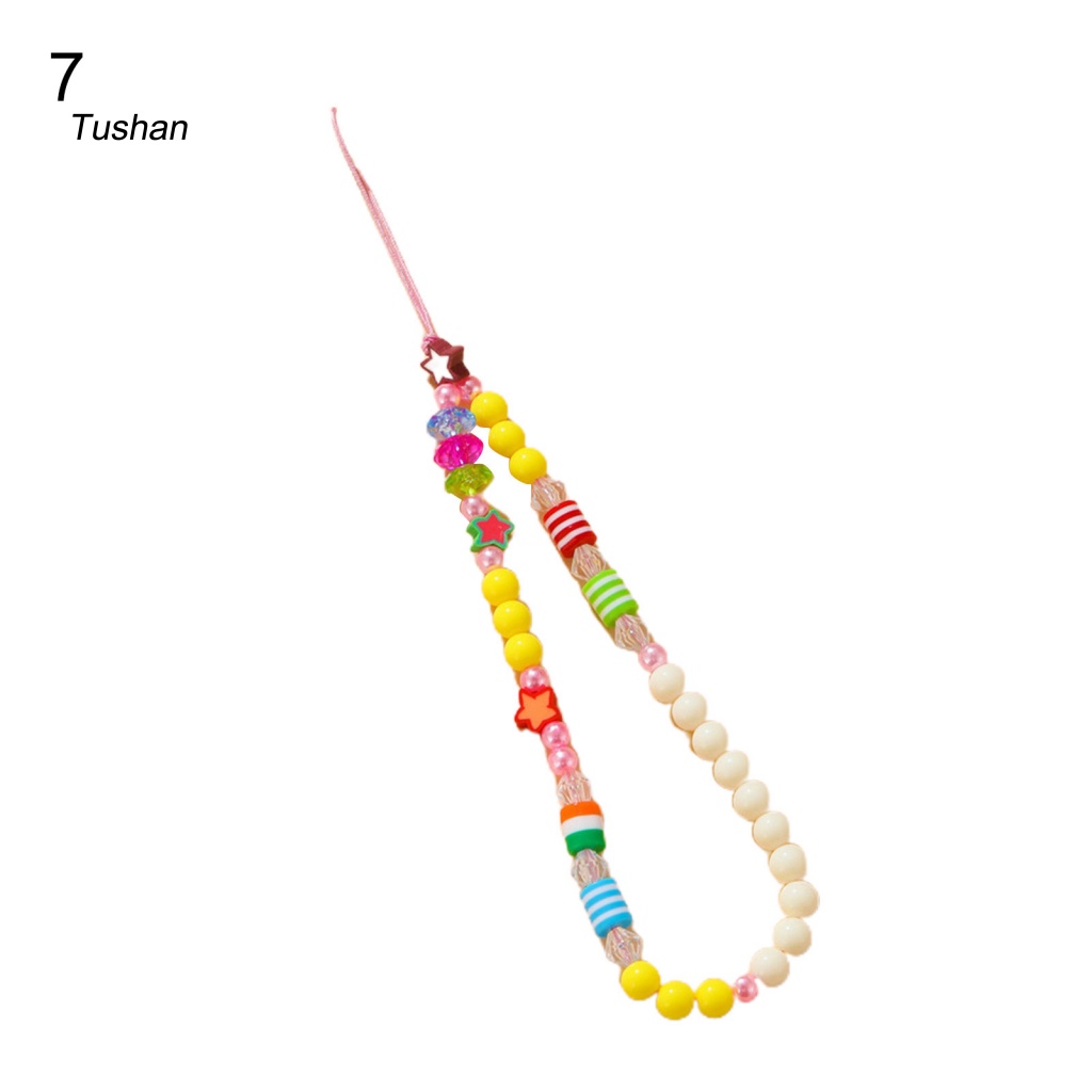 Dây Đeo Điện Thoại Dạng Chuỗi Hạt Nhiều Màu Chống Thất Lạc Cho Nữ
