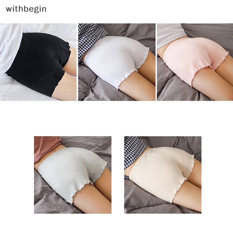 Quần Lót Boxer Co Giãn Không Đường May Viền Xếp Nếp Màu Sắc Trơn Dành Cho Nữ