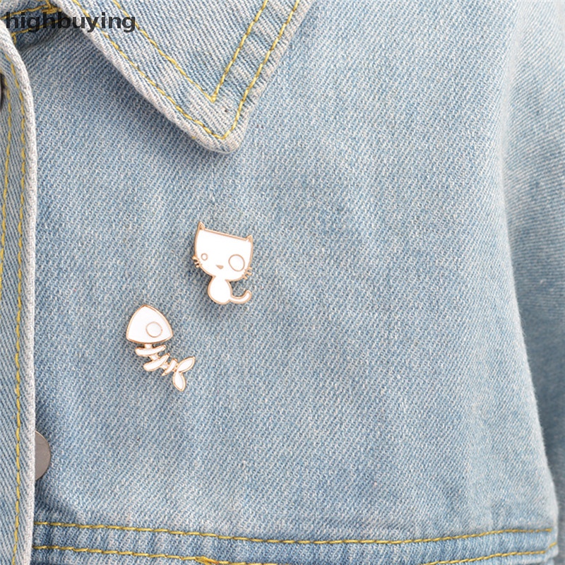 Set 2 Ghim CàI ÁO HìNh Chú MèO Belle Dễ Thương Cho Nam Nữ