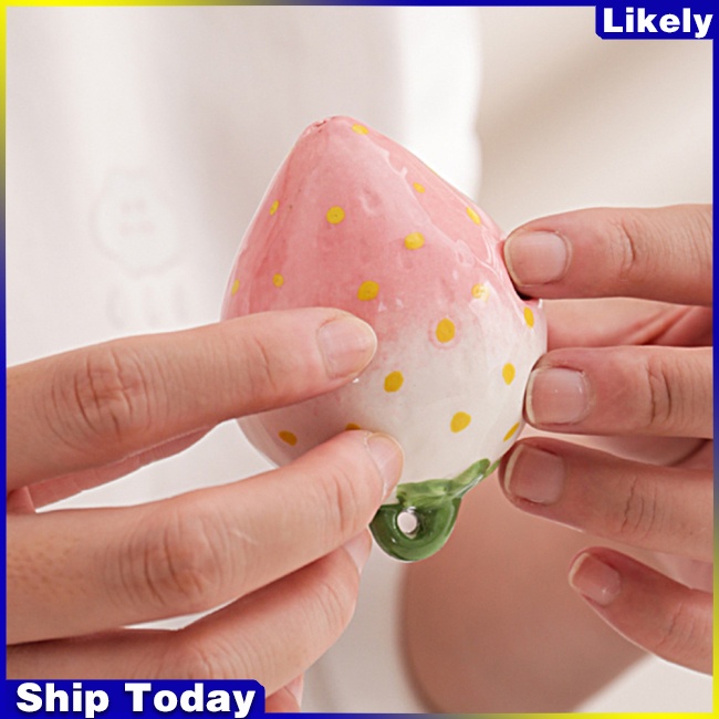 Kèn Ocarina 6 Lỗ Hình Trái Dâu Hoạt Hình Bằng Gốm Cho Người Mới Bắt Đầu