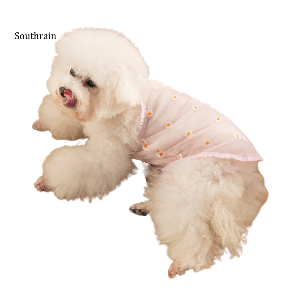 Đầm Không Tay Phối Lưới Siêu Mỏng Thoáng Khí Thời Trang Mùa Hè Cho Cún Cưng