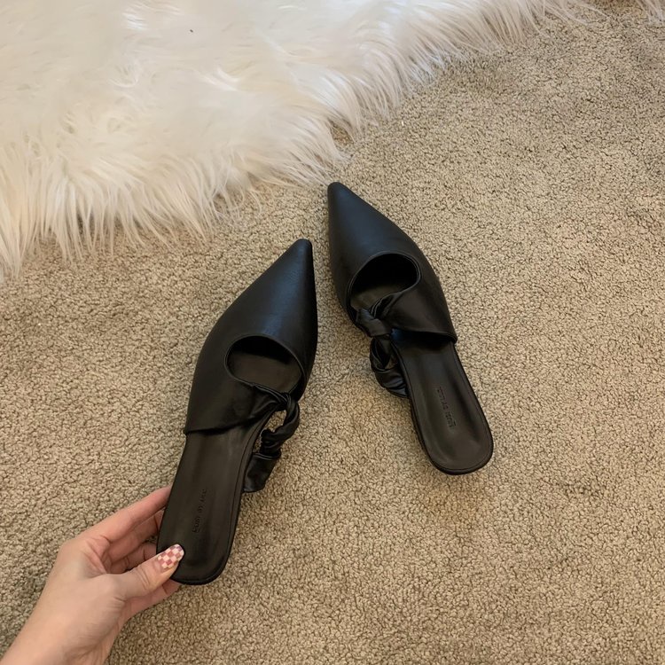 Dép Da PU Mũi Nhọn Phong Cách Hàn Quốc Thanh Lịch Dành Cho Nữ