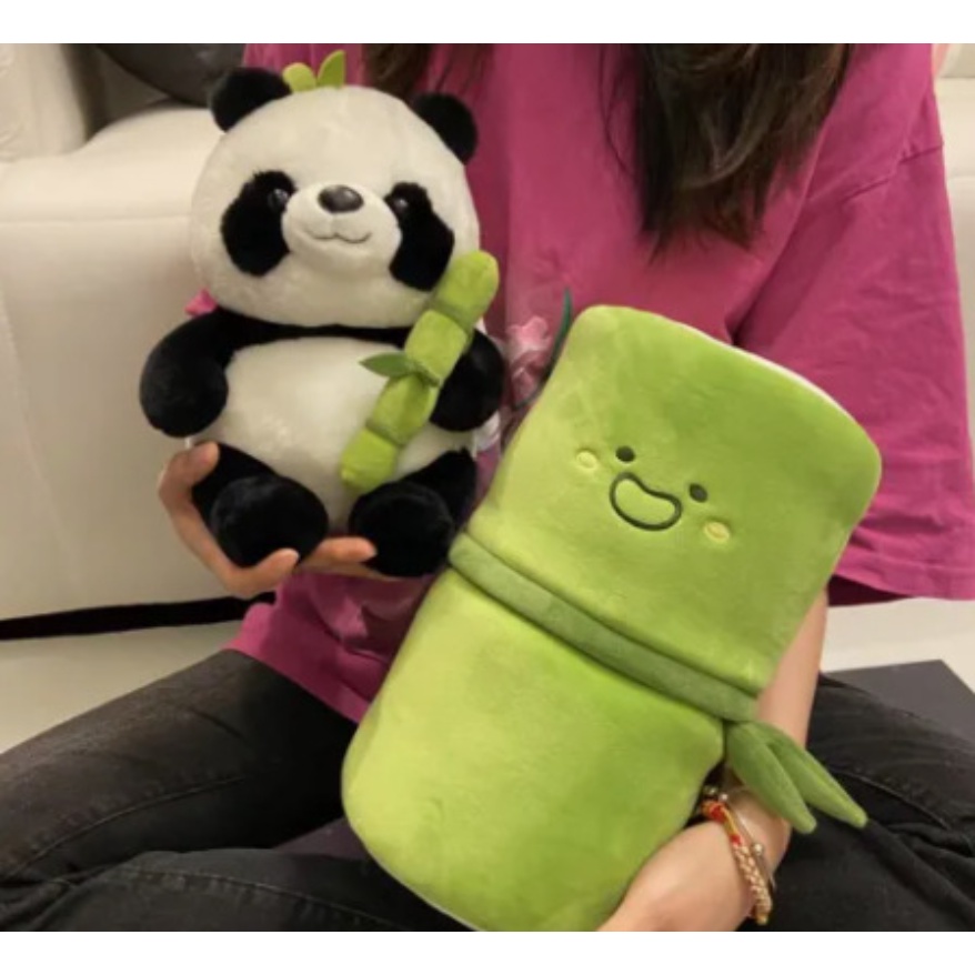 🔥Giao hàng nhanh chóng🔥 Dễ thương tre ống gấu trúc sang trọng kawaii nước mắt gấu trúc nhồi bông thú bông plushie siêu mềm ôm gối