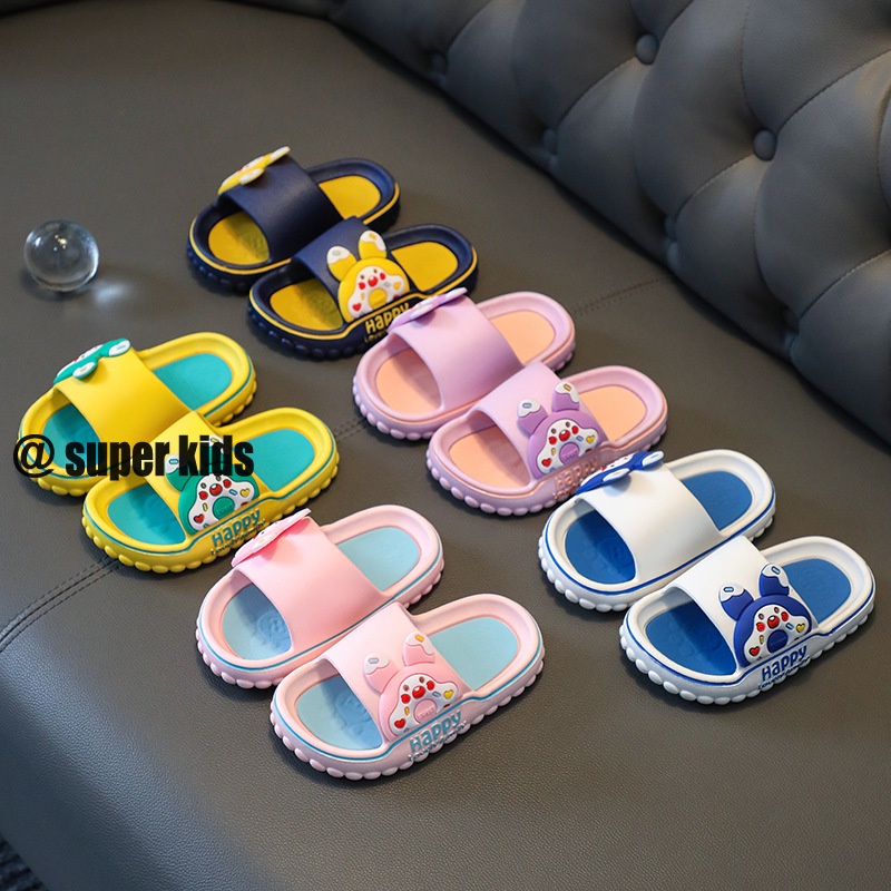 SUPER KIDS Dép Đi Trong Nhà Đế Mềm Chống Trượt Họa Tiết Hoạt Hình Cho Bé Gái