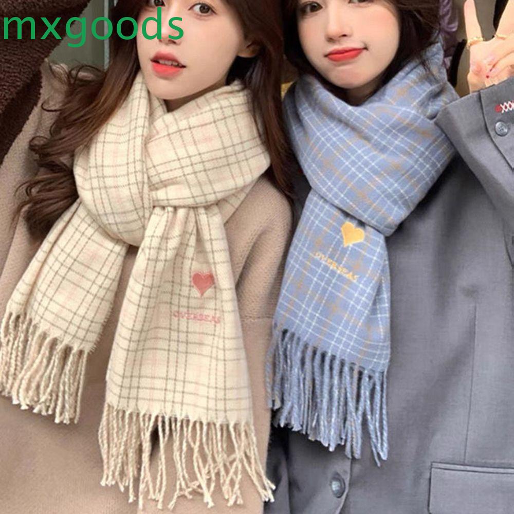 Mxgoods Khăn Choàng Cổ Kẻ Sọc Caro Hình Trái Tim Trái Tim Ngọt Ngào Thanh Lịch Ấm Áp Mùa Thu Cho