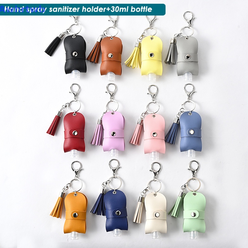 Awhrtwb Mới Móc Khóa Chai Nước Rửa Tay Khử Trùng Bằng Da Có Thể Nạp Lại Cho Du Lịch