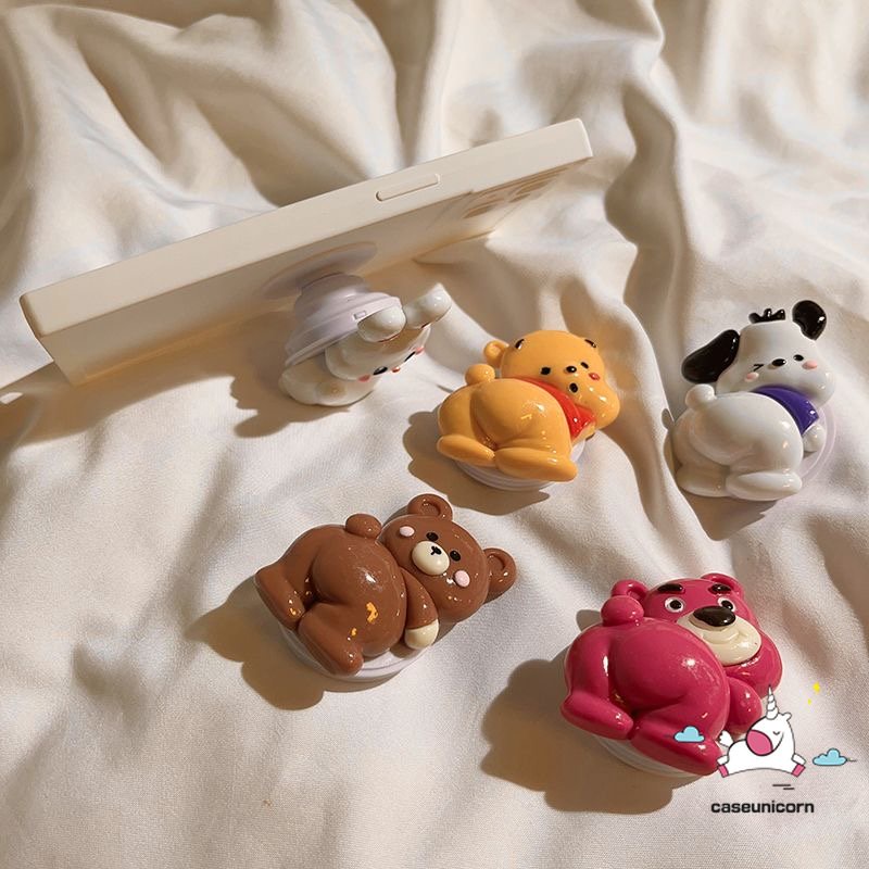 Nhẫn Đỡ Điện Thoại Hình Hoạt Hình Gấu Dâu Tây Gấu Lotso Winnie the Pooh SpongeBob Patrick Star Melody Pochacco Thông Dụng Phong Cách Hàn Quốc