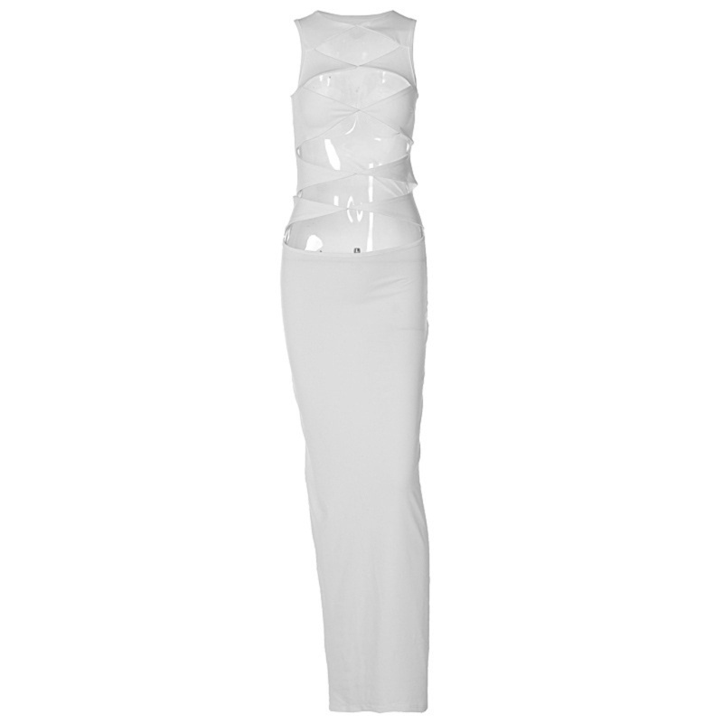 Xiangbao Đầm Khoét Lỗ Màu Trơn Thời Trang Mùa Hè Cho Nữ