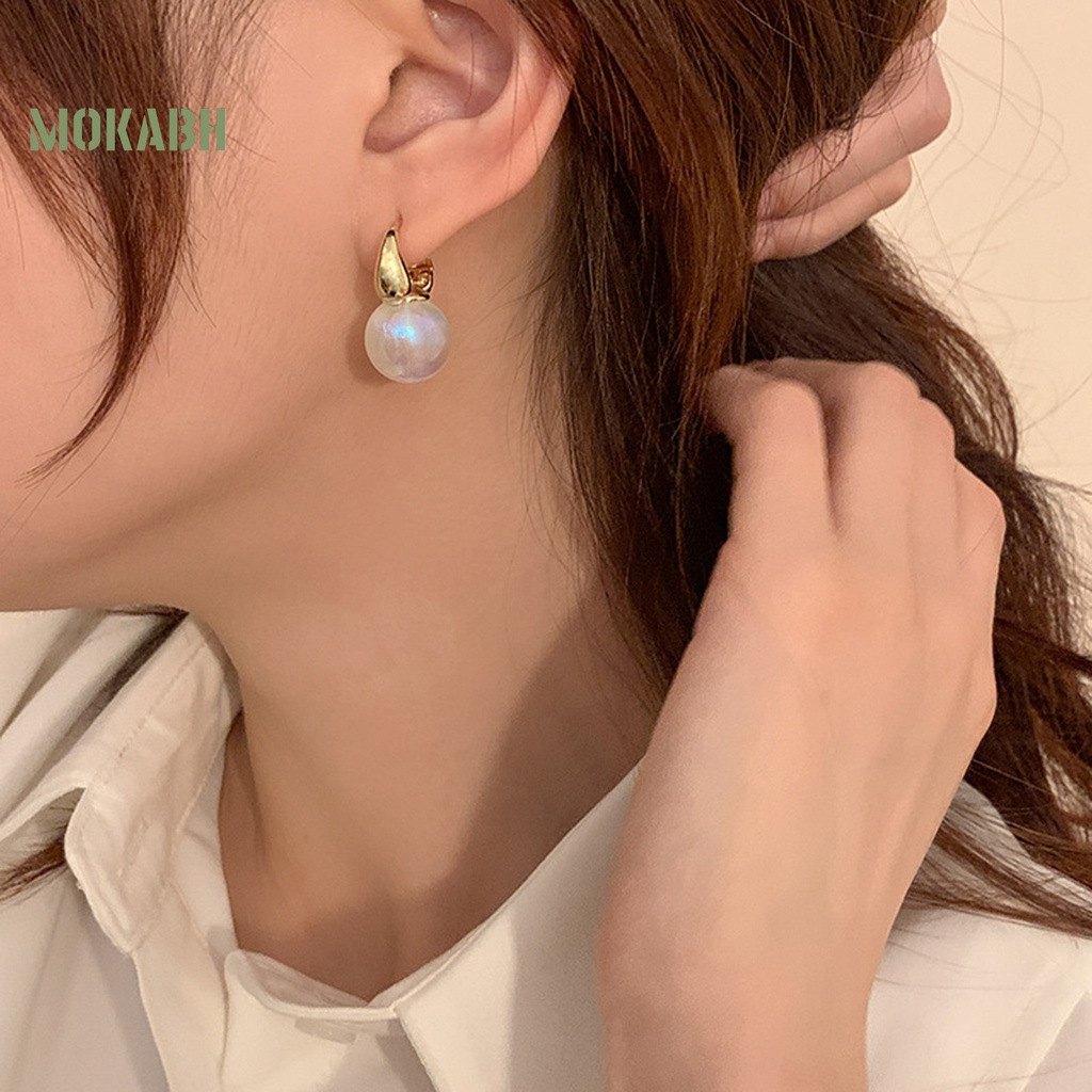 1 Đôi Bông Tai Hình Học Đính Ngọc Trai Giả Phong Cách Hong Kong Thời Trang Dành Cho Nữ