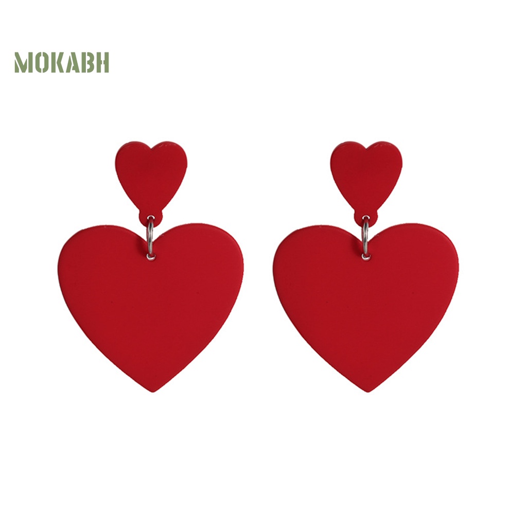 1 Đôi Bông Tai Hình Trái Tim Hai Lớp Chống Mài Mòn Thời Trang Công Sở