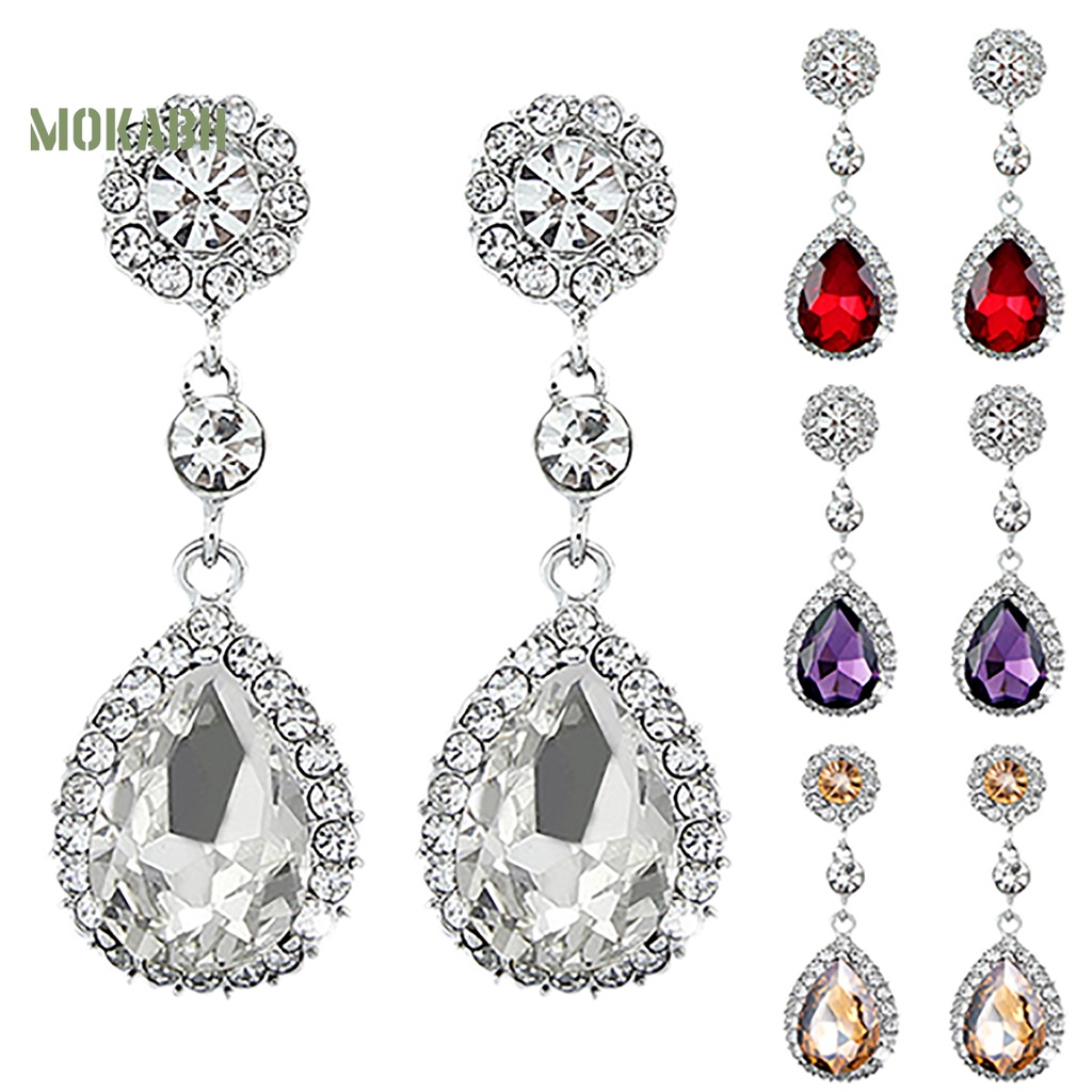 Bông Tai Giọt Nước Đính Đá Sang Trọng Cho Nữ