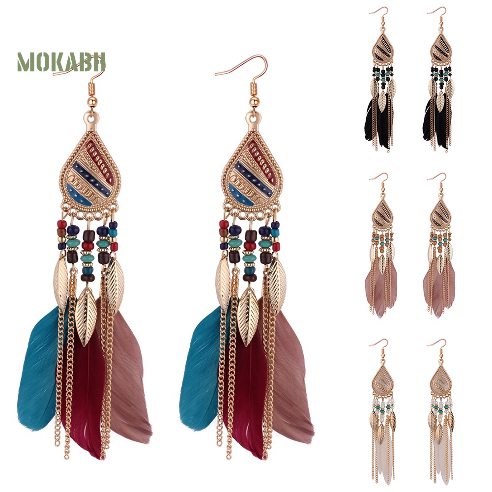 Bông Tai Lông Vũ DáNg DàI Phong CáCh Vintage