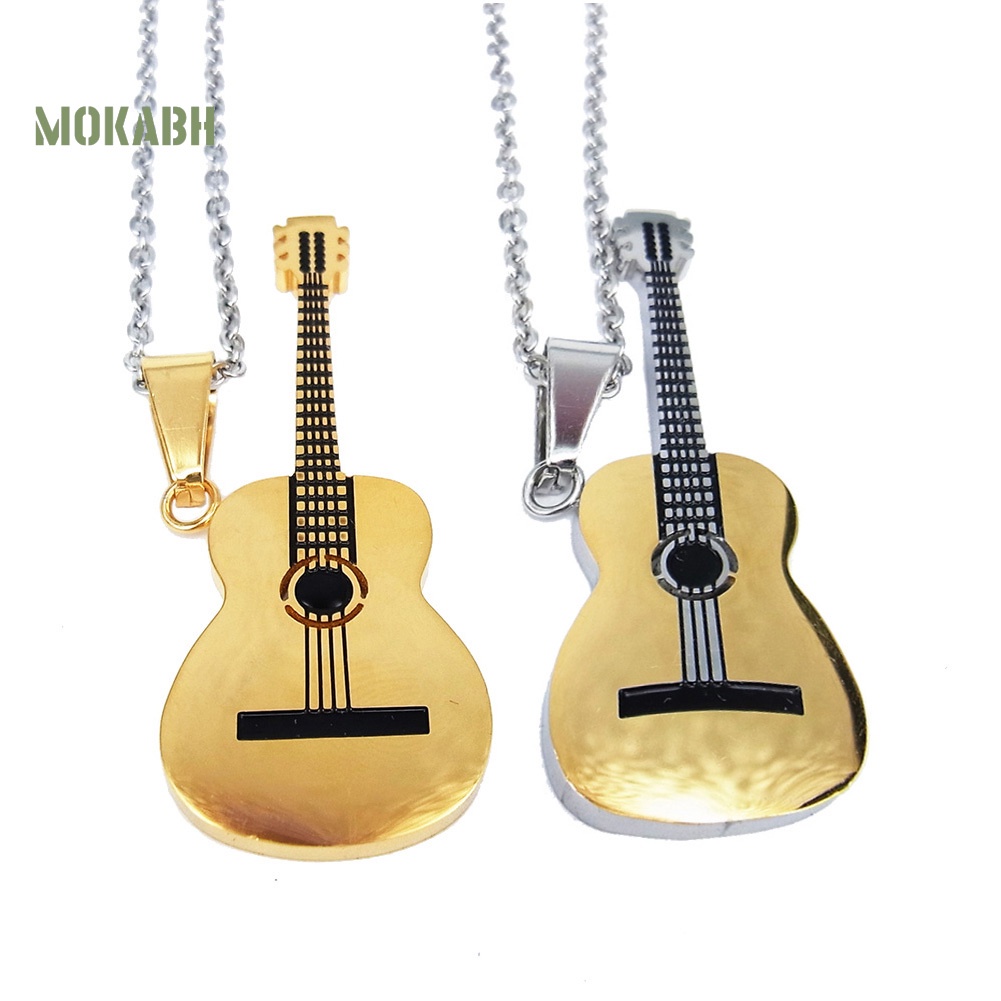 Vòng cổ Mặt Hình Đàn Guitar Bằng Thép Không Gỉ Cho Nam Và Nữ