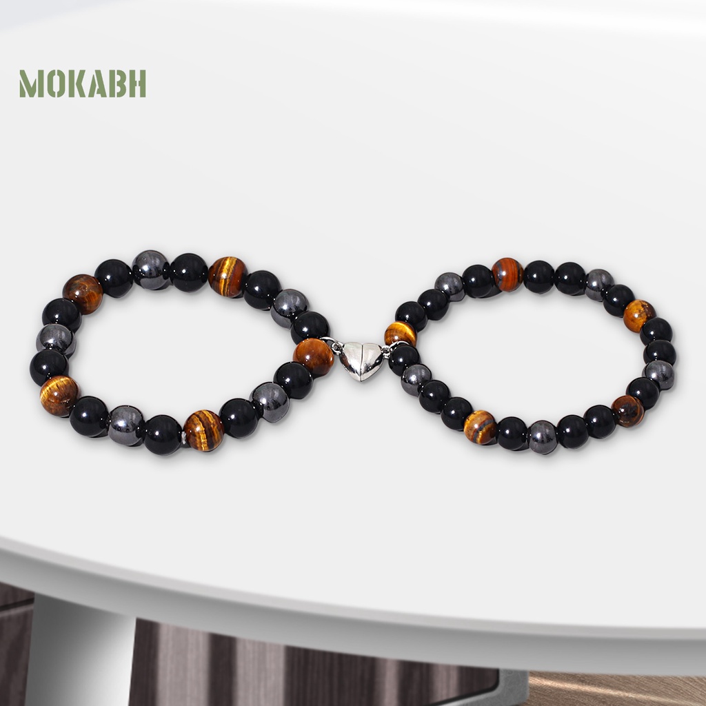 1 Cặp Vòng Tay Chuỗi Hạt Đá Mắt Hổ 3 Màu Thời Trang