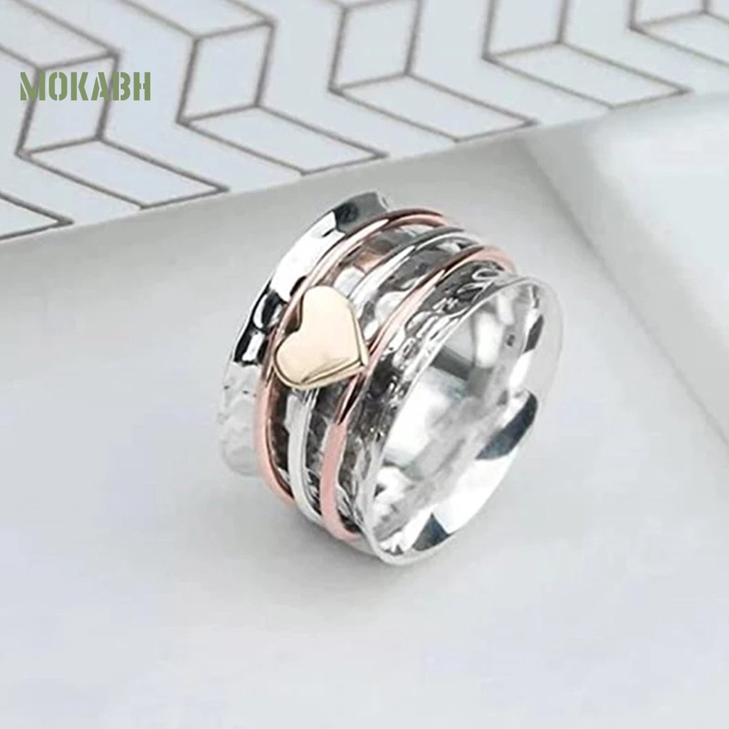 [Mới] Nhẫn Xoay Tròn Hai Màu Thanh Lịch Vui Nhộn Retro Giải Tỏa Căng Thẳng Thời Trang Thường Ngày Dành Cho Bạn Nữ