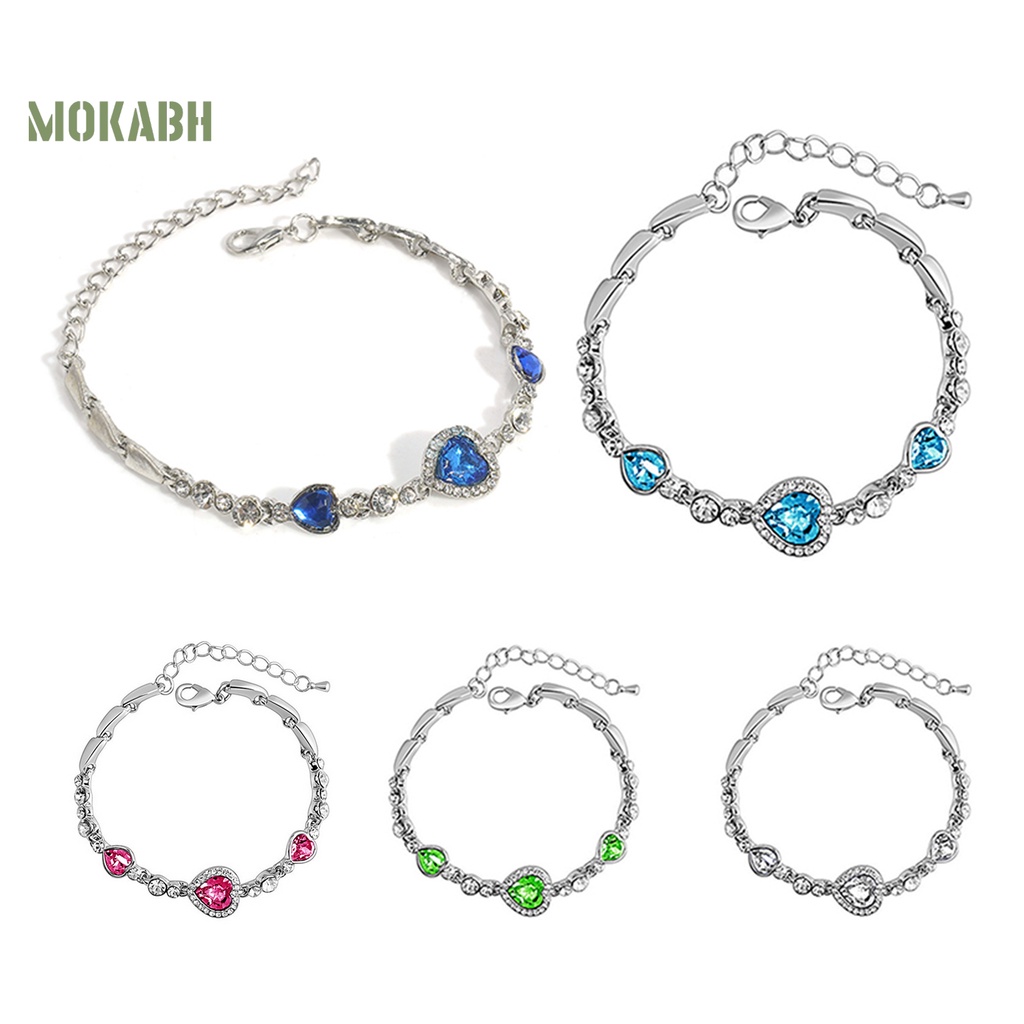 (Hot) Vòng Tay HợP Kim ĐíNh Đá HìNh Tim Xinh XắN