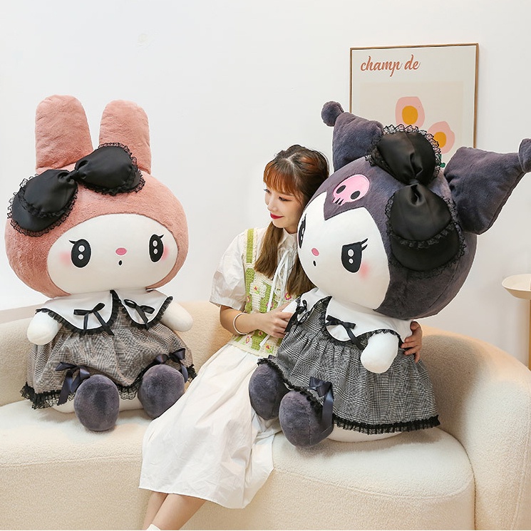 Búp Bê Nhồi Bông Hình Sanrio Kurome Melody Màu Tối Phong Cách Gothic