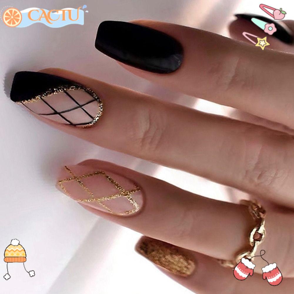 Bộ 24 Móng Tay Giả Lấp Lánh Xinh Xắn Dạng Nhấn