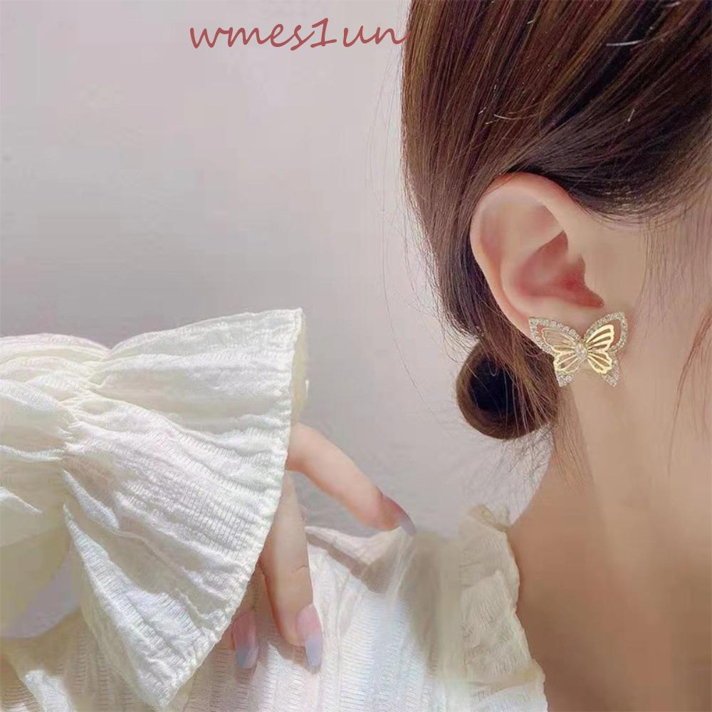 Bông Tai Hợp Kim Hình Bướm WMES15H Phong Cách Cổ Điển Thời Trang Cho Nữ