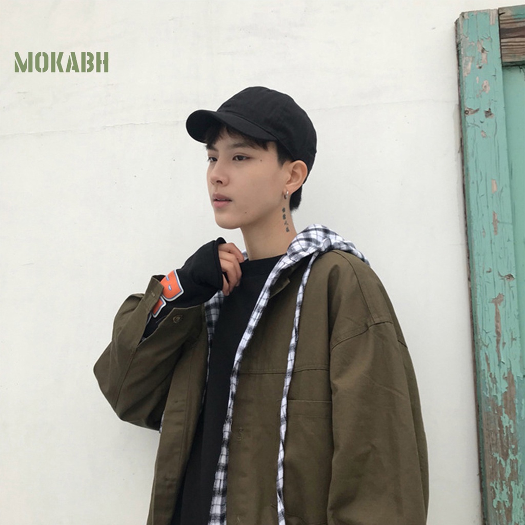 [Mok Abh] Mũ Bóng Chày Mềm Mại Thoáng Khí Chống Trượt Màu Trơn Có Vành Điều Chỉnh Được Cho Nam