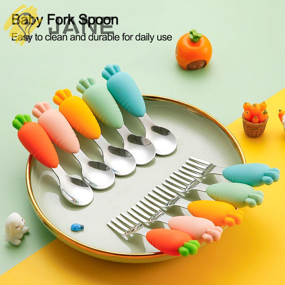 Bộ Muỗng Nĩa Hình Cà Rốt Hoạt Hình Dễ Thương Cho Bé