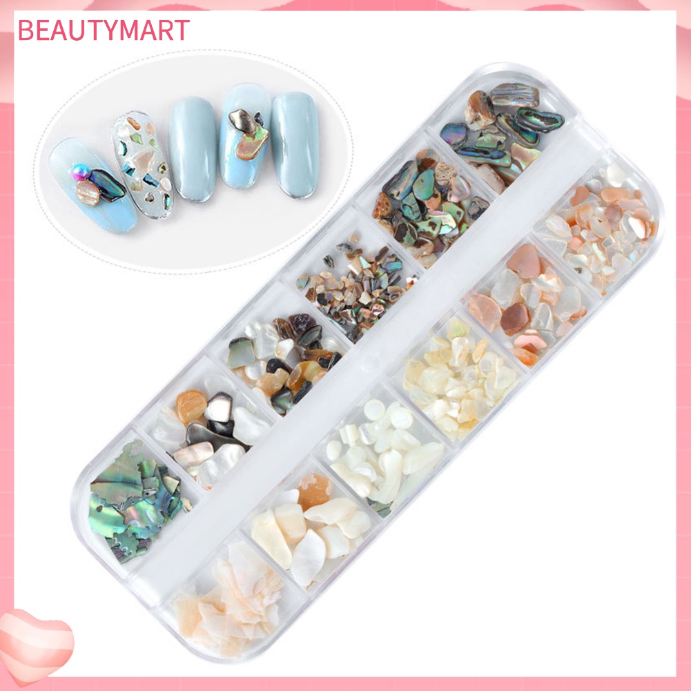 [beautymart] Bộ Phụ Kiện Trang Trí Móng Tay Nghệ Thuật 3D Kiểu Vỏ Sò Không Đều 12 Phong Cách