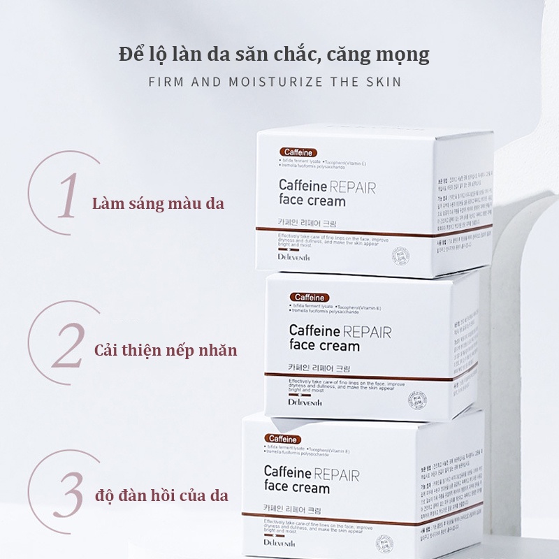 DELEVENTH Caffeine Kem dưỡng trắng da mặt Dưỡng ẩm da Làm sáng da Giảm nếp nhăn