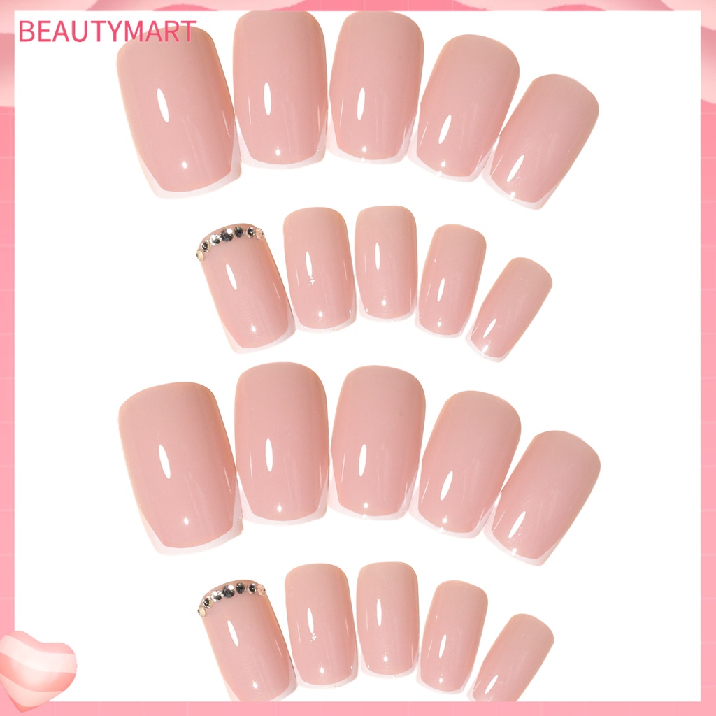 Bộ 24 Móng Tay Giả Bằng Nhựa ABS Che Phủ Toàn Diện Màu Sắc Sống Động Kèm Keo Nhấn