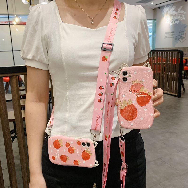 Ốp Điện Thoại Mềm Chống Sốc Có Dây Đeo Chéo Cho Iphone 14 Pro MAX 13 12promax 11 Pro X XS MAX XR