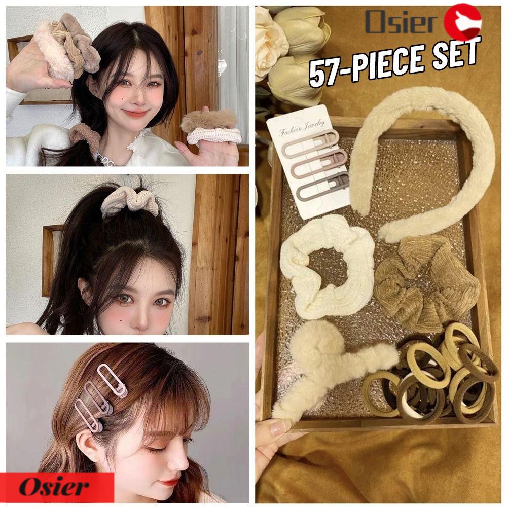Set 1 57 Băng Đô Cà Phê / Sữa Màu Trơn 57 * Phụ Kiện Làm Đẹp Cho Nữ