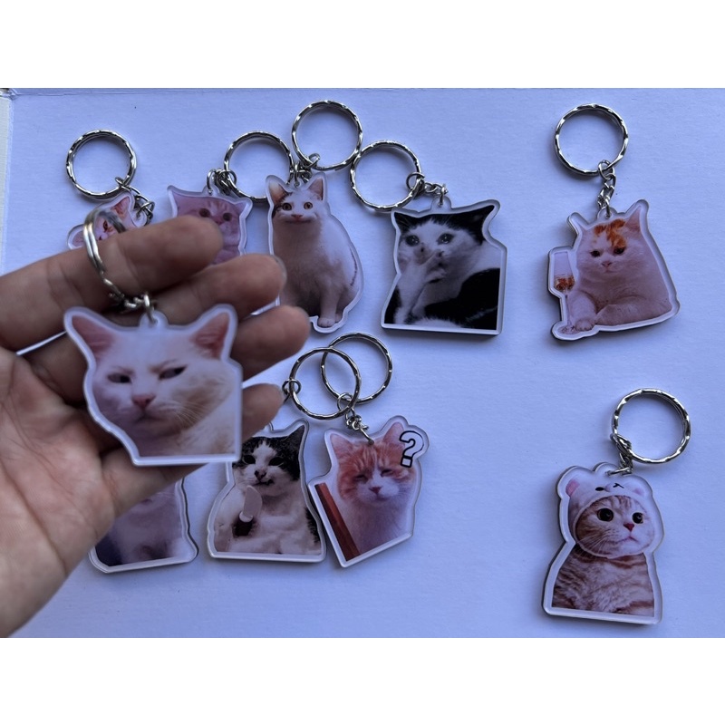 Móc khoá mica mèo meme cute đáng yêu