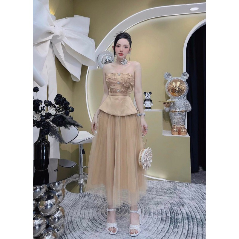 Set áo tacta chân váy lưới