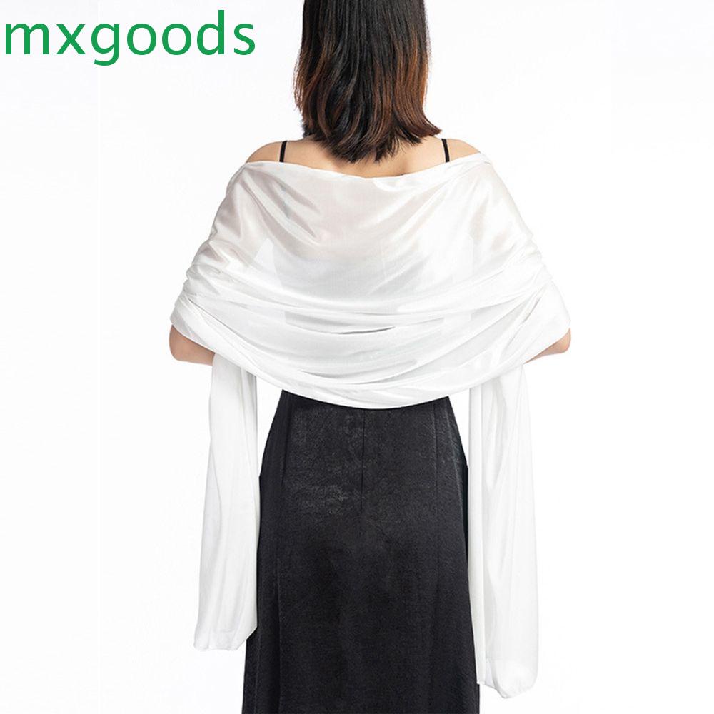 Mxgoods Khăn Choàng Satin Màu Trơn Phong Cách Hàn Quốc Thanh Lịch Dễ Phối Đồ Dành Cho Nữ Đi Tiệc Cưới