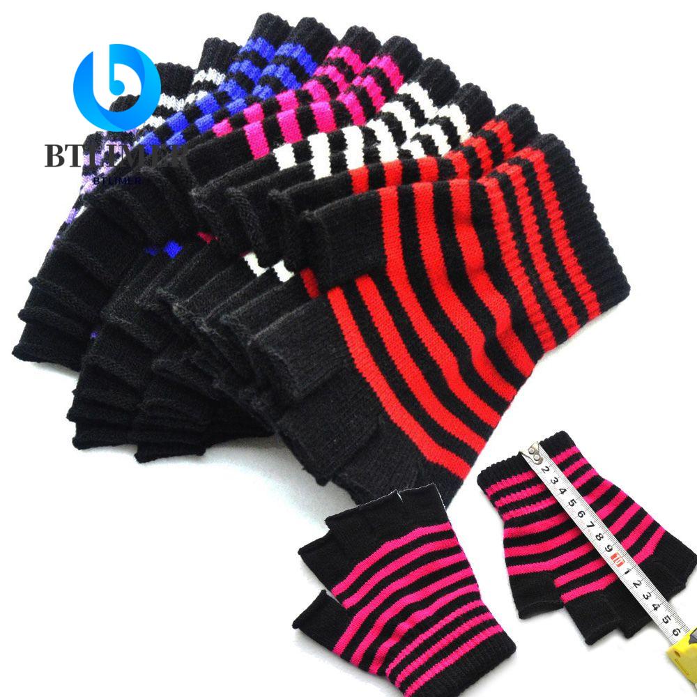 Găng Tay Len Hở Ngón Họa Tiết Kẻ Sọc Cho Nam Và Nữ