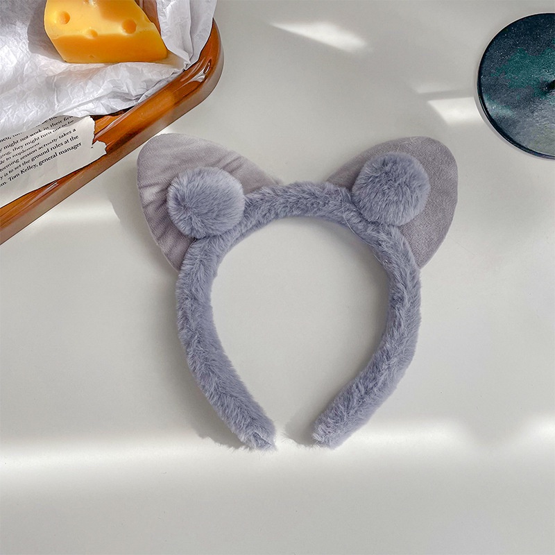 Băng Đô Rửa Mặt Hình Tai Mèo Phối Lông Dễ Thương Phong Cách Hàn Quốc Cho Nữ