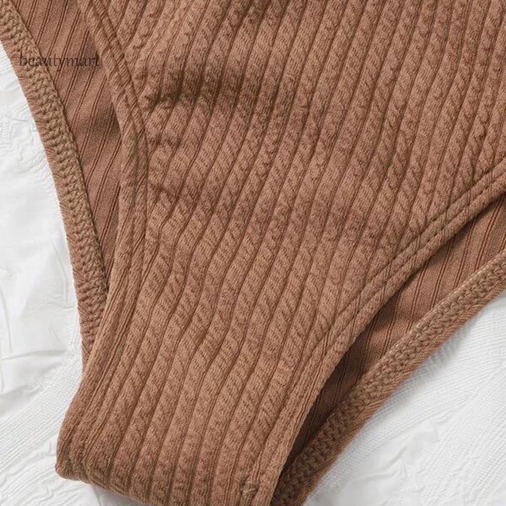 Bộ Đồ Bơi Hai Mảnh Màu Trơn Đính Nơ Co Giãn Dành Cho Nữ