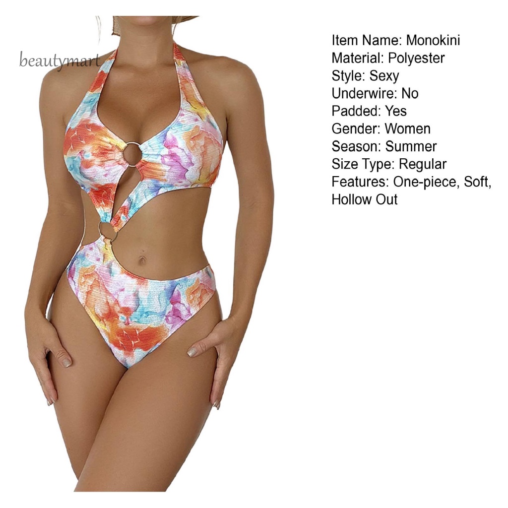 Bộ Đồ Bơi Một Mảnh Cổ Yếm Hở Lưng Họa Tiết Hoa Nhiều Màu Sắc Cho Nữ