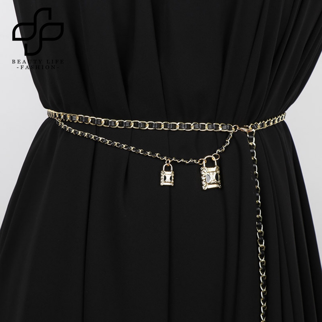 Beautylife Thắt Lưng Dạng Xích Bện Bằng Thép Không Gỉ Kết Cấu Trong Suốt Màu Sắc Tương Phản Phong Cách Punk Hiphop