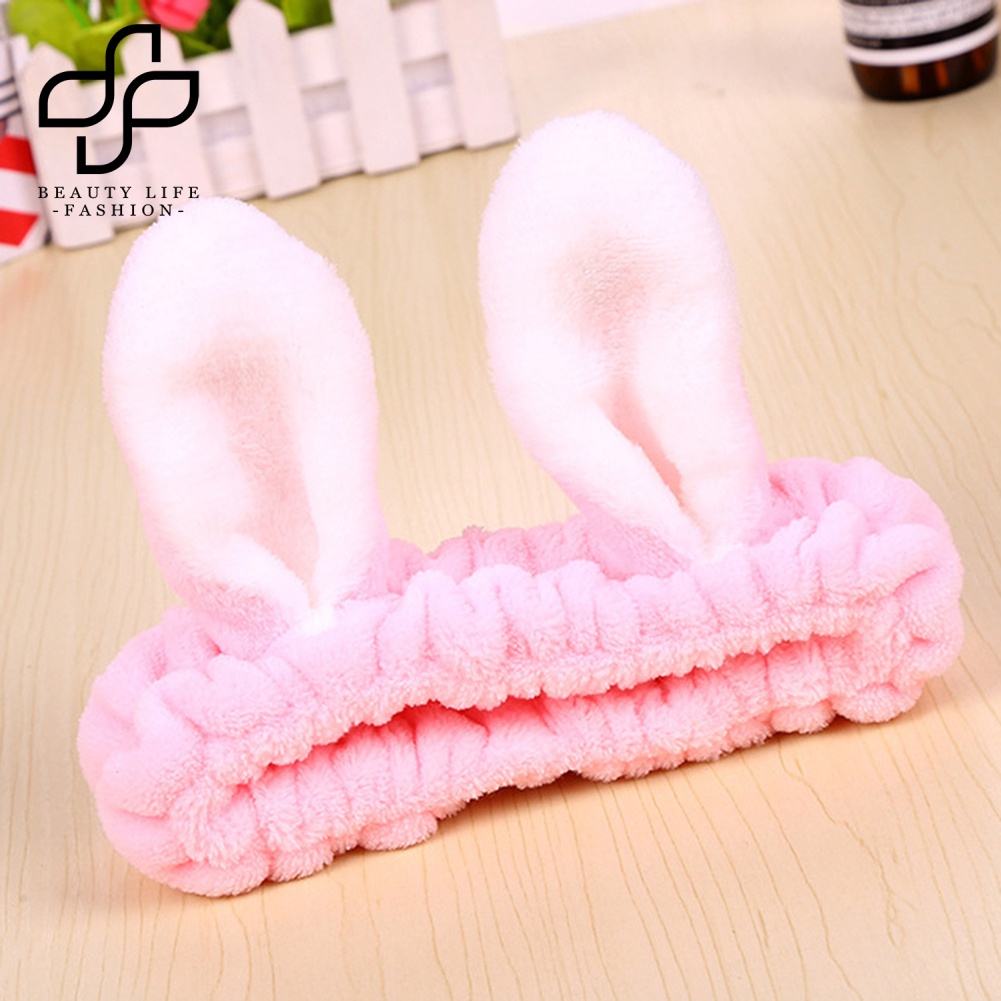 Băng Đô Tai Thỏ Co Giãn Dễ Thương Dành Cho Nữ Rửa Mặt