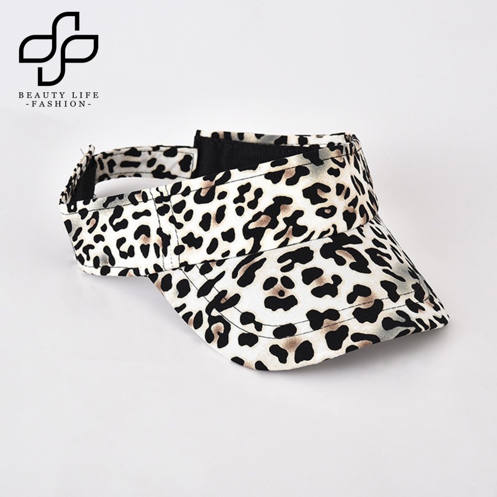 Phụ Kiện Mũ Thể Thao Hở Chóp Che Nắng Vành Điều Chỉnh Được In Họa Tiết Da Báo Thời Trang Cho Nữ