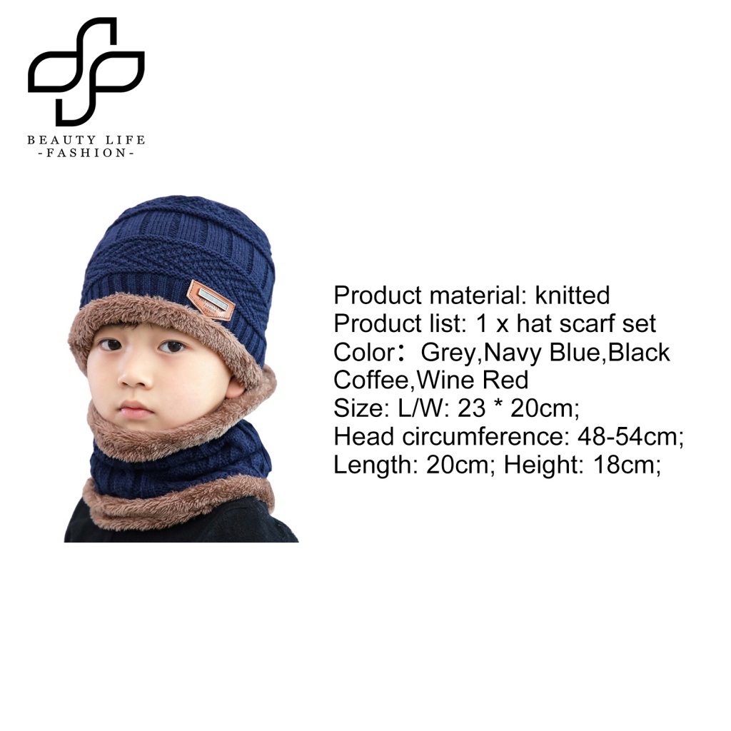 Bộ 2 Món Mũ Beanie Kèm Khăn Choàng Cổ Giữ Ấm Mềm Mại Thời Trang Thu Đông Cho Bé