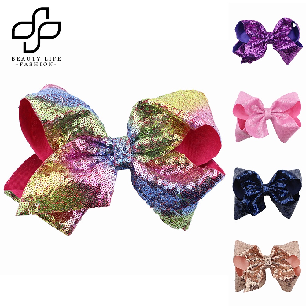 Kẹp Tóc Nơ Lớn Đính Kim Sa Lấp Lánh Thời Trang Cho Bé Gái