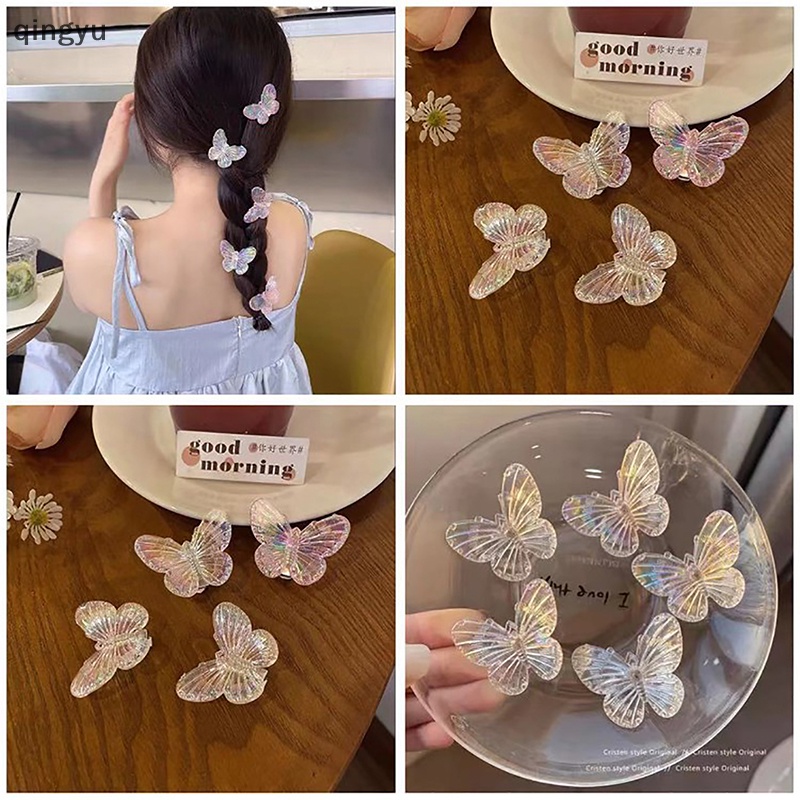 Bộ 5 Kẹp Tóc Họa Tiết Bươm Bướm / Trái Tim Thời Trang Xinh Xắn Cho Bé Gái