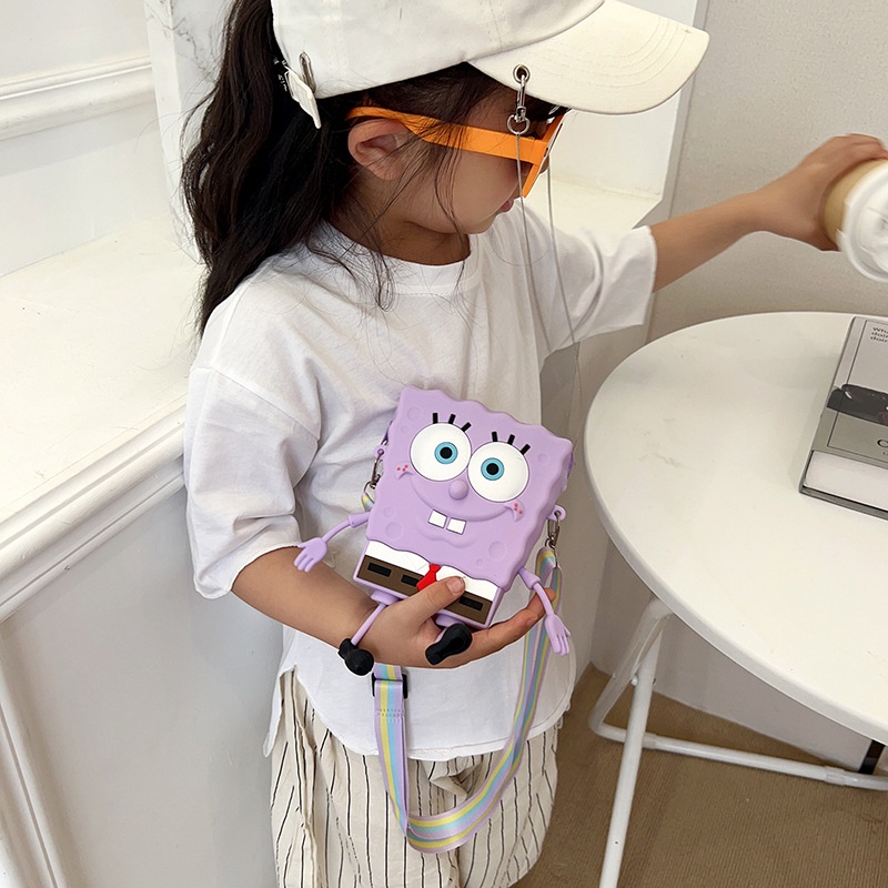 Túi Đeo Chéo Hình SpongeBob Dễ Thương Thời Trang Sức Chứa Lớn Dành Cho Trẻ Em
