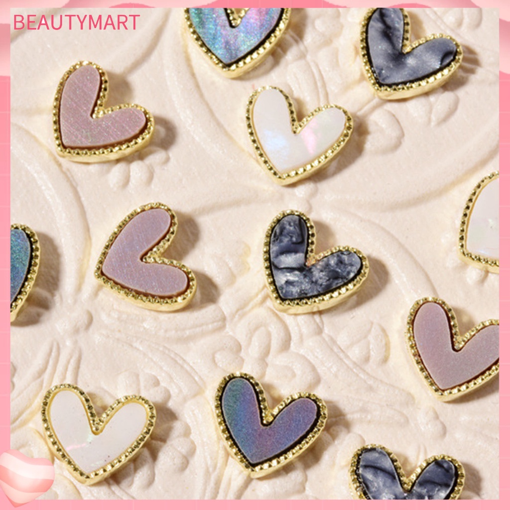 Set 10 Phụ Kiện Trang Trí Móng Tay Tạo Hiệu Ứng 3D Trái Tim Sang Trọng Cho Salon