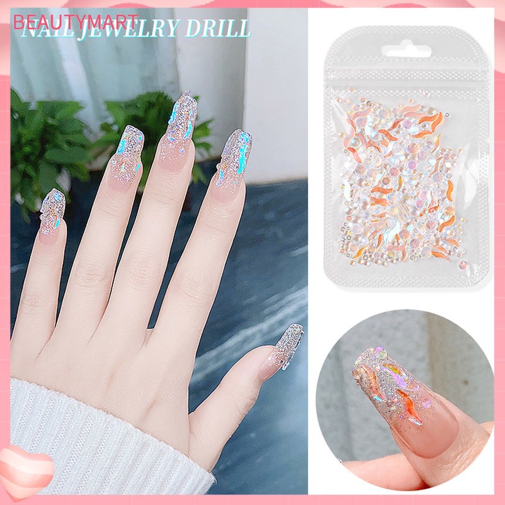 Phụ Kiện Trang Trí Móng Tay Hình Dạng Bất Đối Xứng Lấp Lánh Chống Thấm Nước DIY