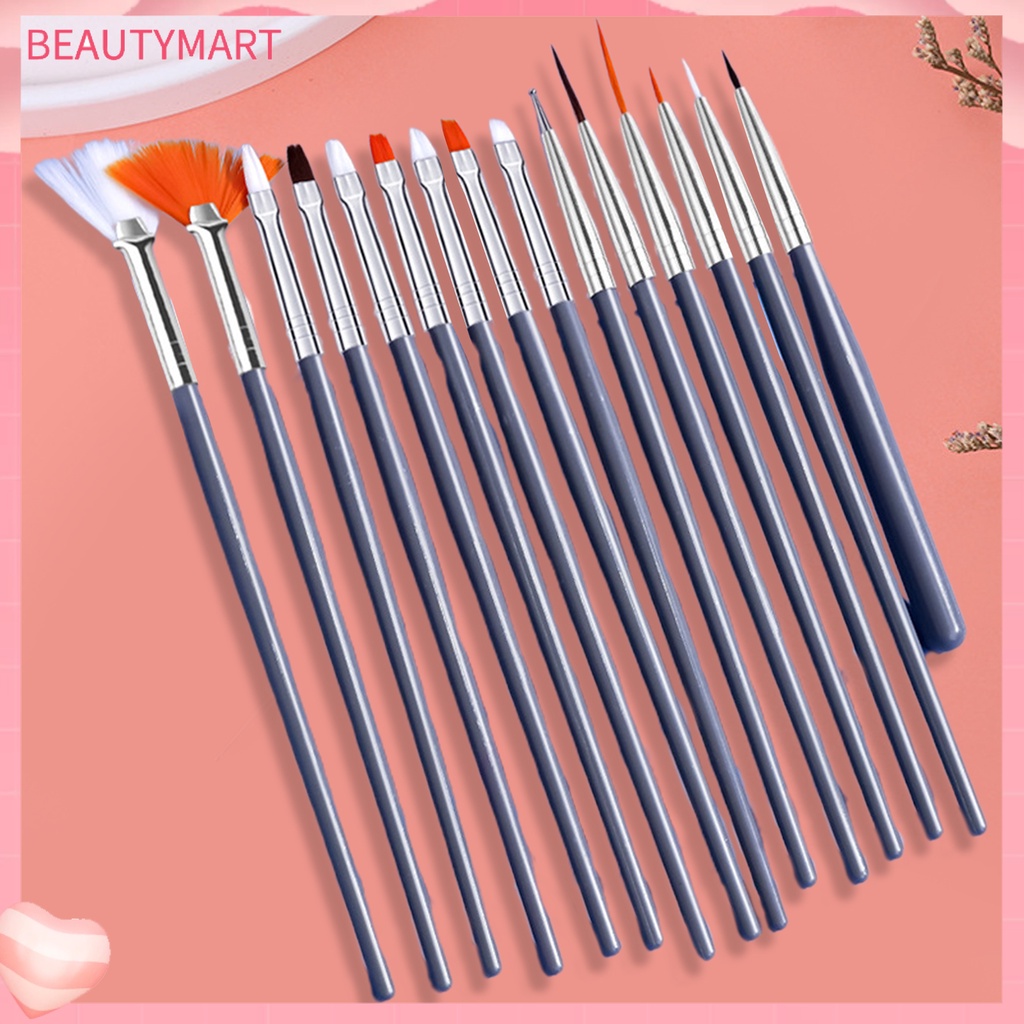 Bộ 15 Cọ Vẽ Móng Tay Đầu Mềm Không Phai Màu Hiệu Ứng Gradient DIY