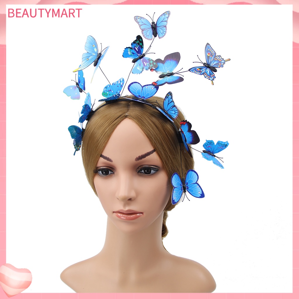 [beautymart] Cài Tóc Hình Vương Miện Bướm Phong Cách Bohemian Sống Động Thoải Mái Có Thể Điều Chỉnh Trang Trí Cho Tiệc Trà / Halloween