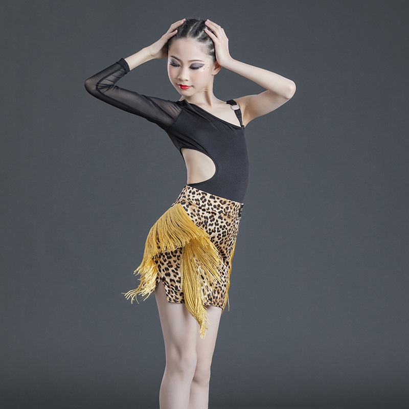 Đầm Khiêu Vũ Latin Họa Tiết Da Báo Thời Trang Xuân Hè Cho Bé Gái